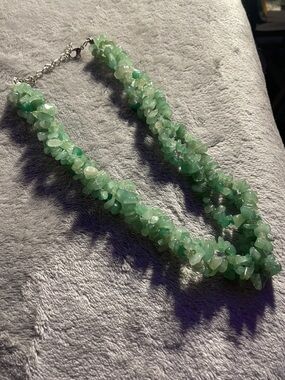 Green Crystal Chip Statement Necklace